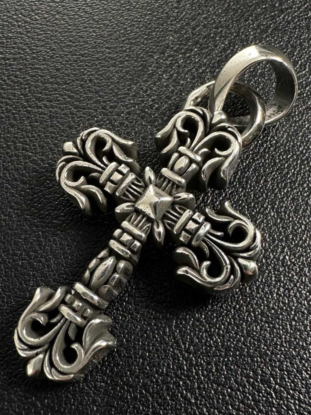 Chrome Hearts Silver XS Filigree Cross Pendant